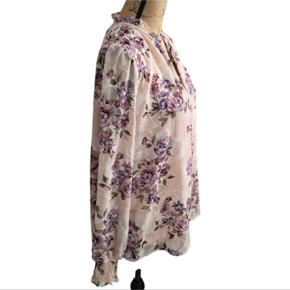 Joie Victorian Floral Print Long Sleeve Burnout Blouse Shirt Size Large New! - Picture 3 of 11